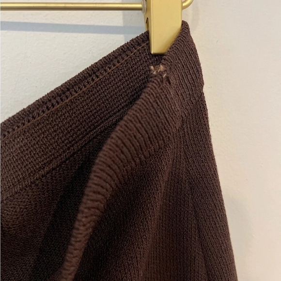 St. John brown knit wool trouser wide leg trouser - Picture 7 of 8